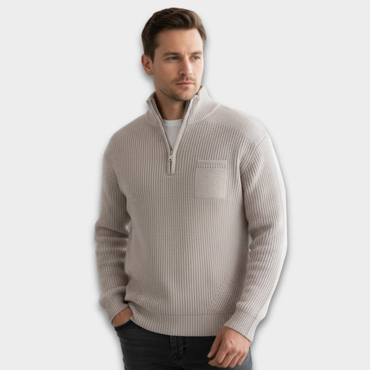 Men's Ribbed Quarter-Zip Sweater